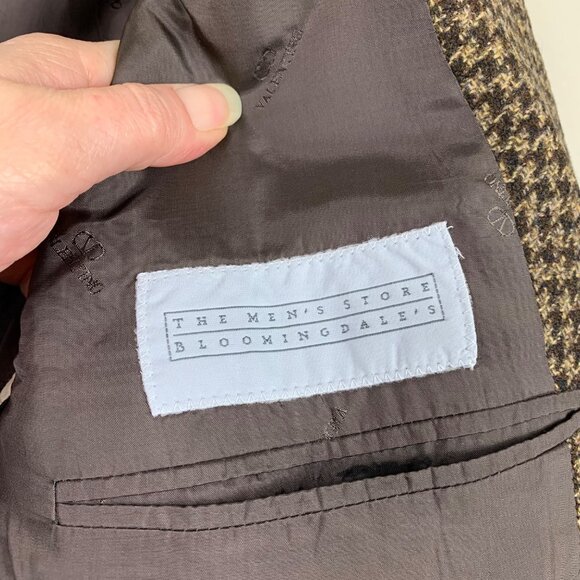 VTG Y2K Valentino Uomo Brown Check Wool Sport Coat Size 40 Retro Classiccore - Picture 7 of 8